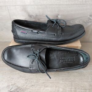 Sebago Docksides Portland Boat Shoes Mens Size 13W Black Leather Casual Loafers
